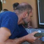 Axel beim Einrichten des Außengeheges für die Spaltenschildkröten